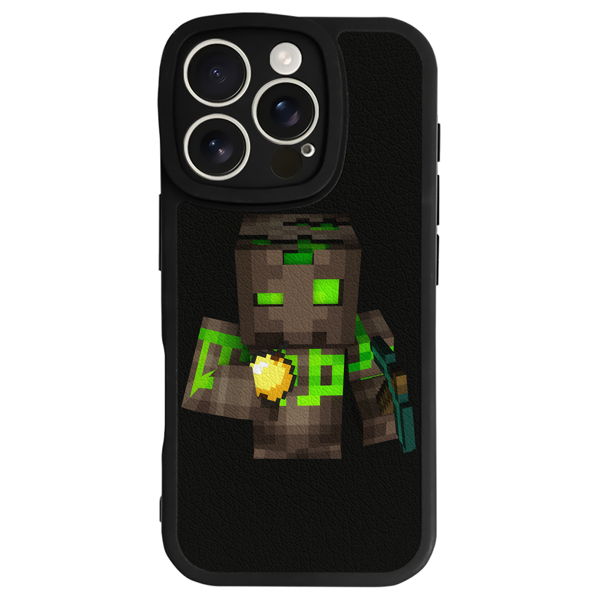 （画像用） マインクラフト ブロックの世界 Minecraft MC Block world 【iPhone 16シリーズ対応】シリコンスマホケース（レザー調） 材質：シリコン